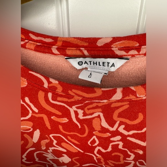 Athleta Abstract Floral Matador Red Pullover Sweatshirt - Picture 3 of 5